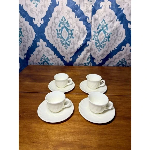 Vintage Arcopal France White Milk Opaline Cup and Saucer Set. - Picture 4 of 7